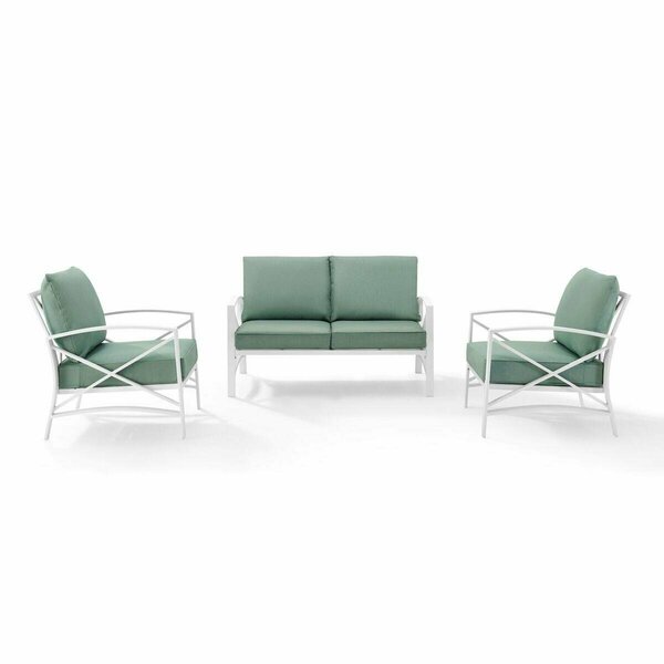 Kd Aparador Kaplan 3-Piece Outdoor Seating Set in White with Mist Cushions KD3039221